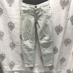CURRENT ELLIOTT PALE MINT GREEN LEOPARD PRINT SKINNY JEANS SZ 25